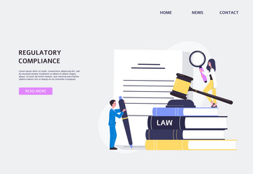 regulatory compliance website banner with tiny vector