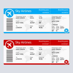 Plane ticket template airplane flight Royalty Free Vector