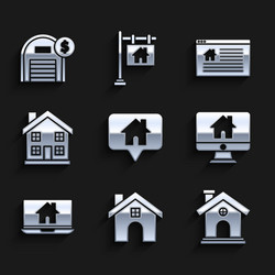 set map pointer with house computer vector image