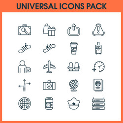 Traveling icons set with flight time holiday gift vector