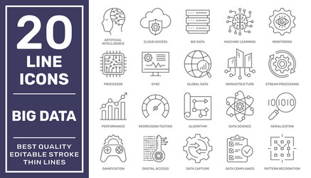 Big data and analytics icon set analysis vector