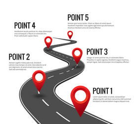 Road infographic curved timeline with red vector