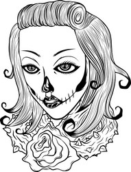 Sugar Skull Woman - Day of the Dead Vector Image