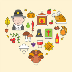 thanksgiving icon arrange as heart shape for use vector