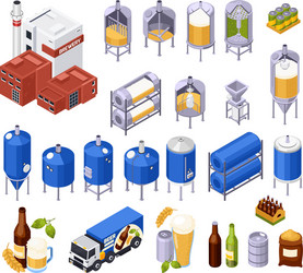 Beer production facilities set vector