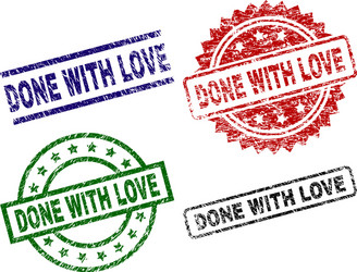 Grunge textured done with love stamp seals vector