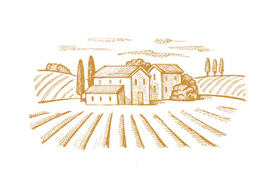 Rural Landscape Sketch Vector Image