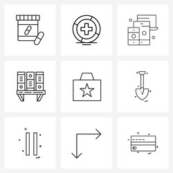 set 9 simple line icons for web and print vector image
