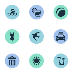 set of simple seaside icons vector image