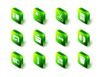 set table lamp scissors drawer with documents vector image