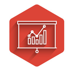 White line board with graph chart icon isolated vector