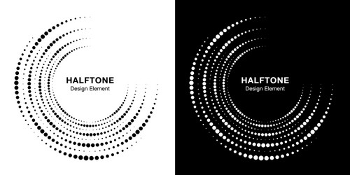 set halftone incomplete circle frame dots logor vector image