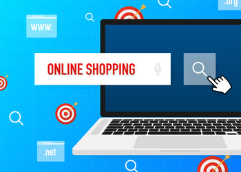 Online shopping flat on light vector