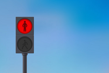 pedestrian traffic light red on sky vector