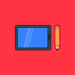 tablet and pencil icon vector