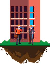 architect builder with engineer and building vector image