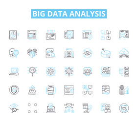 big data analysis linear icons set analytics vector image