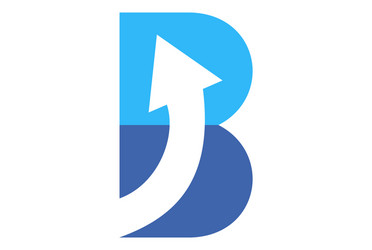 Letter b up arrow logo icon blue concept vector