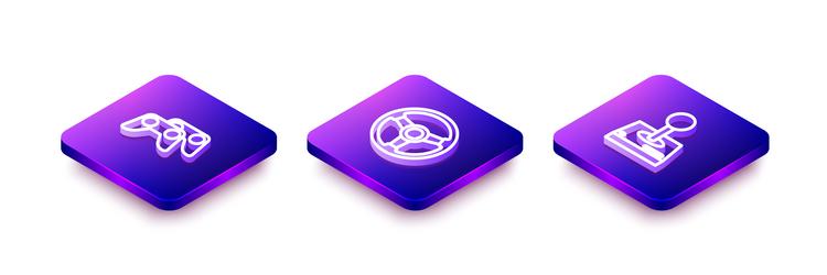 set isometric line game controller or joystick vector image