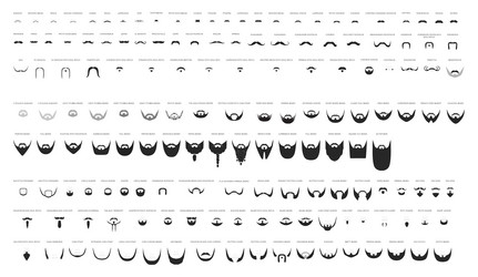 Set of beard and mustache with name text style men vector
