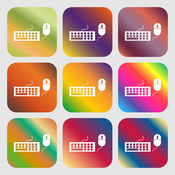 computer keyboard and mouse icon nine buttons vector image