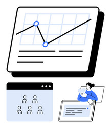data analysis with graphs virtual team vector image