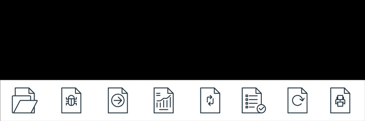 file and document outline line icons linear set vector image