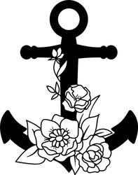 Floral Anchor Emblem Vector Image