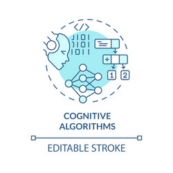 thin line simple blue cognitive algorithms icon vector image