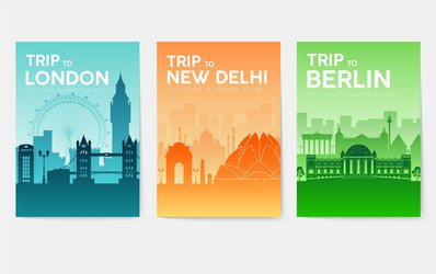 travel information cards landscape template vector