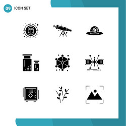 Modern set 9 solid glyphs and symbols vector