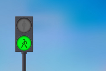 Pedestrian traffic light green on sky vector