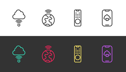 set line network cloud connection global vector image