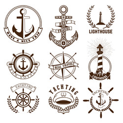 set of sea and nautical decorations isolated Vector Image