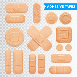 Adhesive plaster strips set transparent background vector