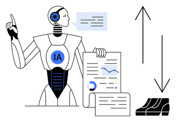 ai robot analyzing data and presenting chart vector image