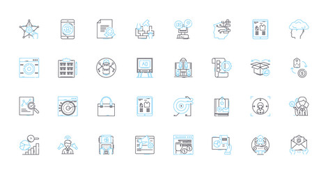 Email media linear icons set inbox compose send vector