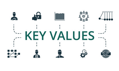 key values outline set creative icons honesty vector