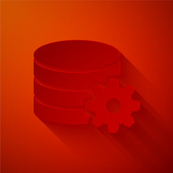 paper cut setting database server icon isolated vector image