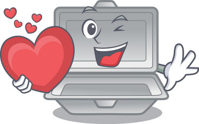 with heart open styrofoam in character box vector image
