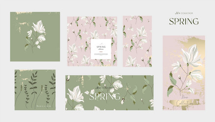 Floral collection spring banners vector