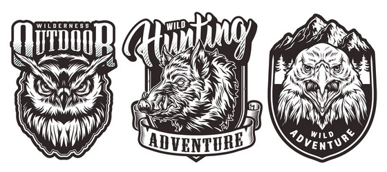 Wild Animal Head Labels Vector Image