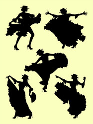 woman dancing flamenco silhouette 02 Vector Image