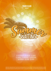 summer is waiting you party poster with palm leaf vector