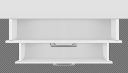 top view of two white empty open drawers vector image