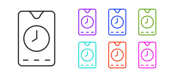 black line alarm clock app smartphone interface vector image