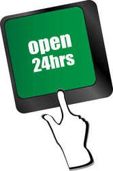 computer keyboard with open 24 hours keys vector image