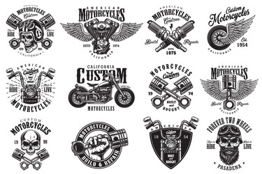 Vintage Motorcycle Emblems & Badges Vector Image