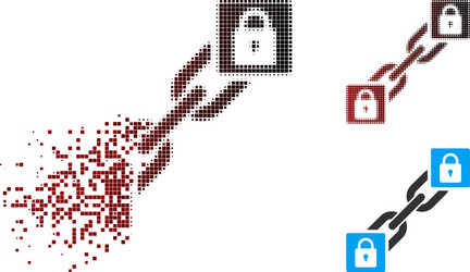 disintegrating pixel halftone lock blockchain icon vector image