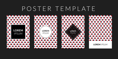 Poster set with red-grey circle shape pattern vector